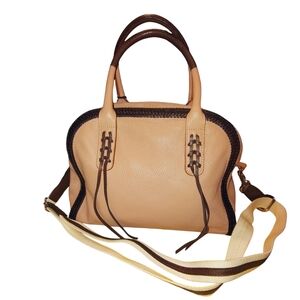 Claudia Firenze Italy Blush Pink Braided Leather Satchel Handbag  52